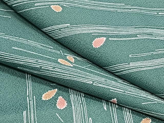 平和屋着物▽小紋　単衣　枝葉文　洗える着物　CAAS2418xi