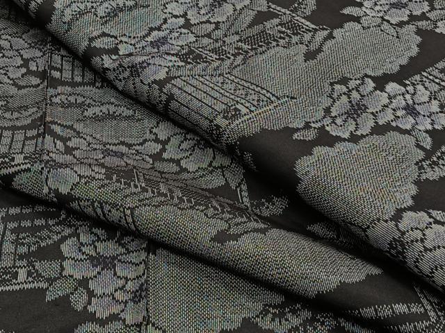 平和屋着物▽上質な紬　単衣　風景花文　正絹　逸品　CAAS2430xi