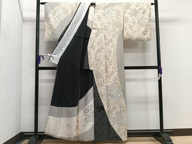 平和屋着物▽中国三大刺繍　スワトウ刺繍　訪問着　単衣　貝桶花文様　金彩　正絹　逸品　CAAS2442xi 平和屋着物▽中国三大刺繍 スワトウ刺繍 訪問着 単衣 貝桶花文様 金彩