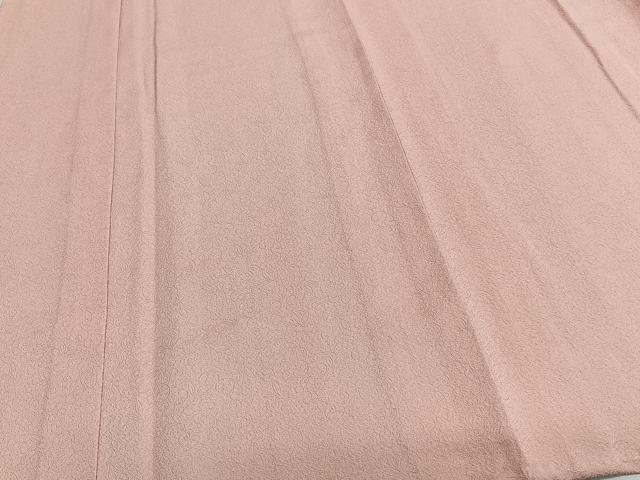 平和屋着物▽上質な色無地 単衣 花唐草地紋 一斤染色