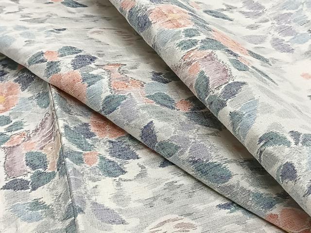 平和屋着物▽上質な紬　単衣　枝花鳥文　正絹　逸品　CAAS2462xi