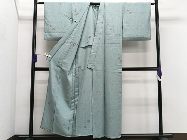 平和屋着物▽上質な小紋　単衣　作家物　七宝花文　正絹　逸品　CAAS2474xi 平和屋着物□上質な小紋 絵霞花蝶文 金彩 正絹 逸品 CABG6805xiの通販
