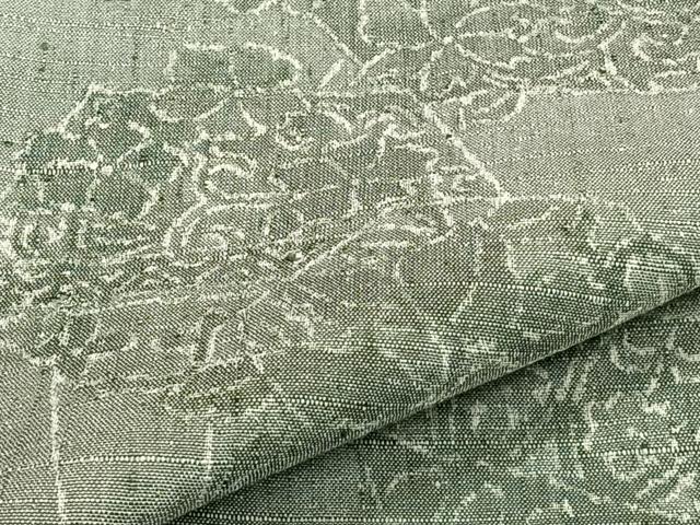 平和屋着物▽上質な紬 単衣 草花文 正絹 逸品 CAAS2475xi 紬