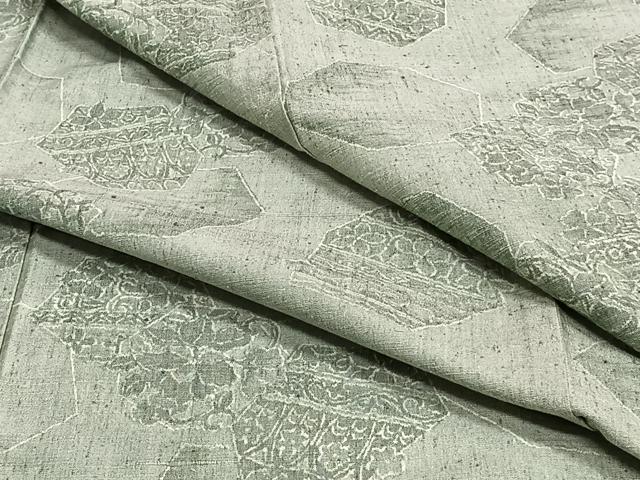 平和屋着物▽上質な紬　単衣　草花文　正絹　逸品　CAAS2475xi