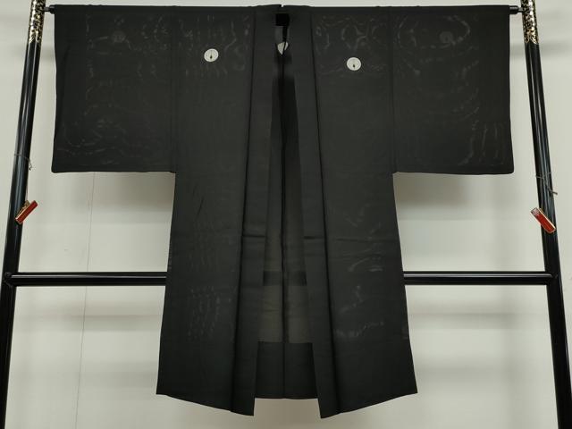 平和屋着物▽男性　スリーシーズン　春夏秋　塵除け　黒紋付　長羽織　絽　正絹　逸品　CAAS5084ut