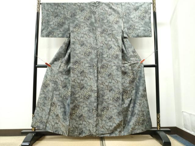 平和屋着物●本場大島紬　7マルキ　泥染め　バラ　総絣　正絹　逸品　CAAS6721yc 平和屋着物○本場大島紬 7マルキ 泥染め バラ 総絣 正絹 逸品 CAAS6721yc