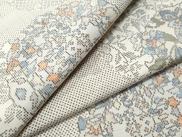 平和屋着物●本場大島紬　白大島　9マルキ　雪輪草花文　正絹　逸品　CAAS6723yc