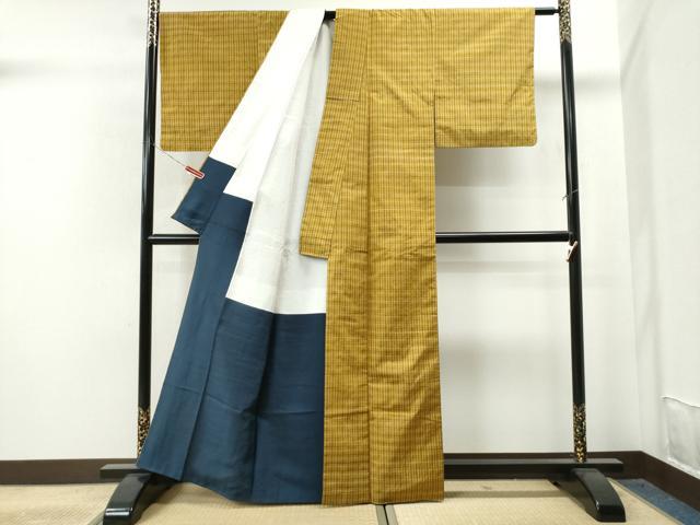 平和屋着物○上質な紬 縞 正絹 逸品 AAAZ0047zg