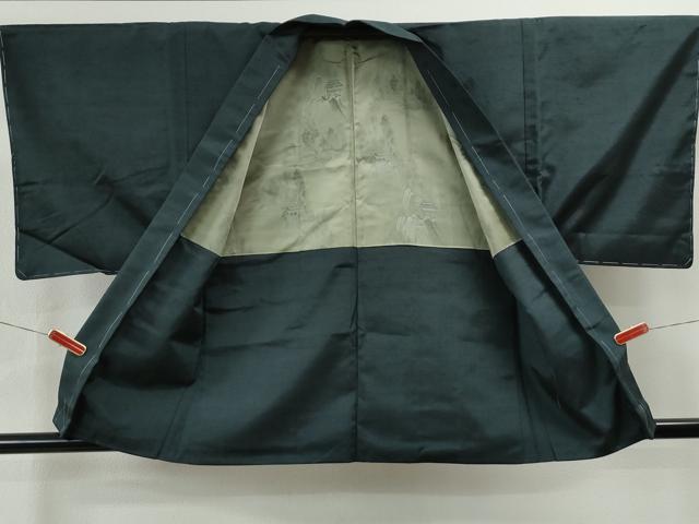 平和屋着物○男性 紬 アンサンブル 色無地 褐返色 正絹 逸品 未使用