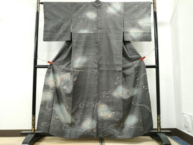 平和屋着物●訪問着　作家物　紬地　刺繍　正絹　逸品　CAAS6740yc