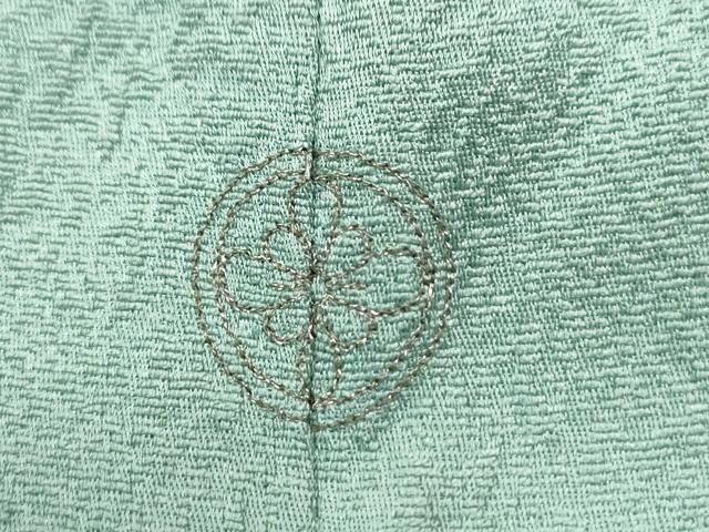 平和屋着物○上質な色無地 嵯峨野 花松地紋 錆青磁色 反