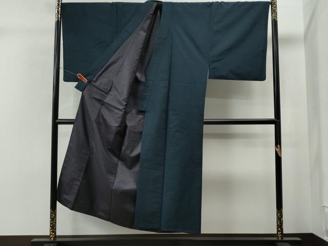 平和屋着物●男性　紬　アンサンブル　色無地　濃藍色　キングサイズ　正絹　逸品　CAAS6762yc 着物セット