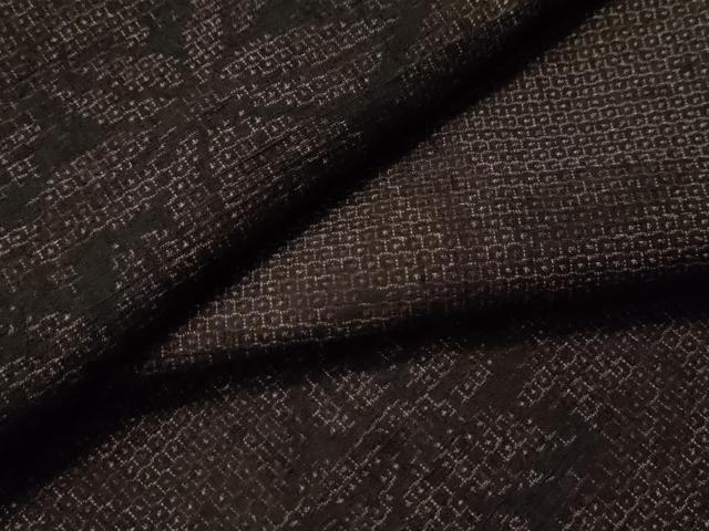 平和屋着物●結城紬　100亀甲　枝花文　正絹　逸品　CAAS6779yc