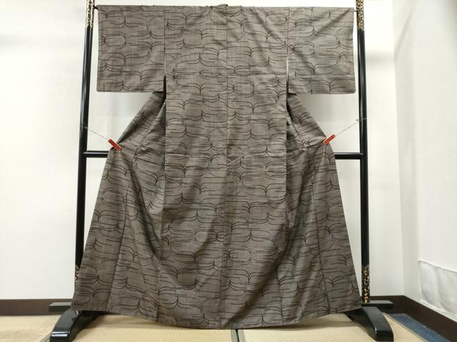 平和屋着物●本場大島紬　7マルキ　泥染め　草木文　正絹　逸品　CAAS6790yc 平和屋着物○本場大島紬 7マルキ 泥染め 草木文 正絹 逸品 CAAS6790yc