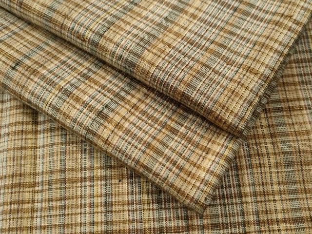 平和屋着物●上質な紬　格子柄　正絹　逸品　CAAS6801yc