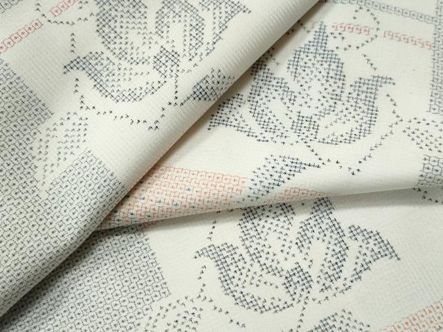 平和屋着物●本場大島紬　白大島　120亀甲　色紙重ね枝花文　正絹　逸品　CAAS6805yc