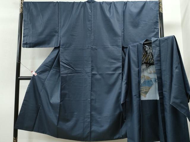 平和屋着物●男性　お召　アンサンブル　100亀甲　キングサイズ　正絹　逸品　未使用　CAAS6821yc