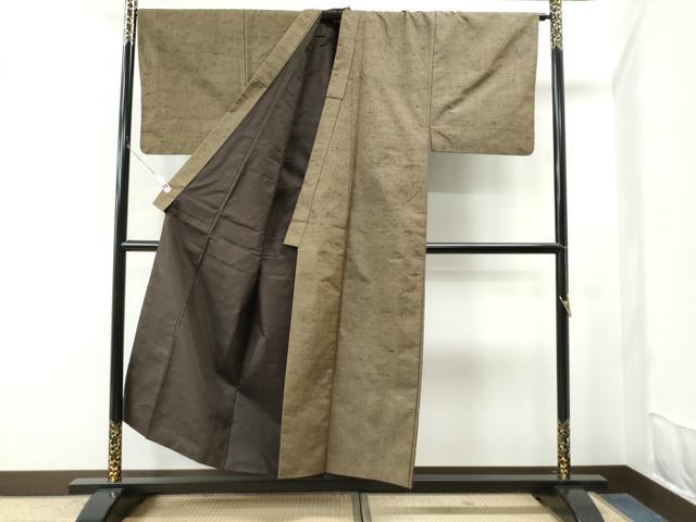 平和屋着物○男性 紬 アンサンブル 霞文 キングサイズ 正絹 逸品 未