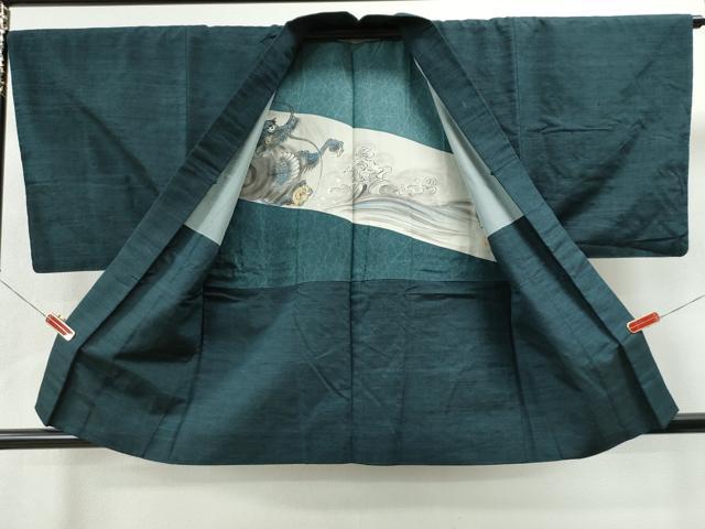 平和屋着物○男性 紬 アンサンブル 色無地 褐返色 正絹 逸品 CAAS6854yc 