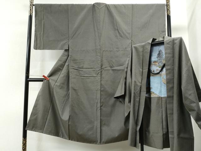 平和屋着物●男性　お召　アンサンブル　霞文　正絹　逸品　未使用　CAAS6857yc