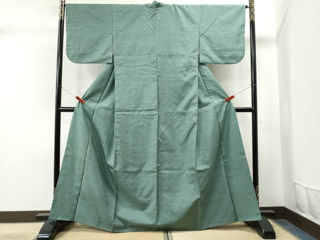 平和屋着物○本加賀友禅作家 岡本幸治 紬 色無地 葡萄鼠色