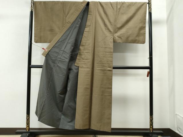 平和屋着物○男性 お召 アンサンブル 100亀甲 キングサイズ 正絹 逸品