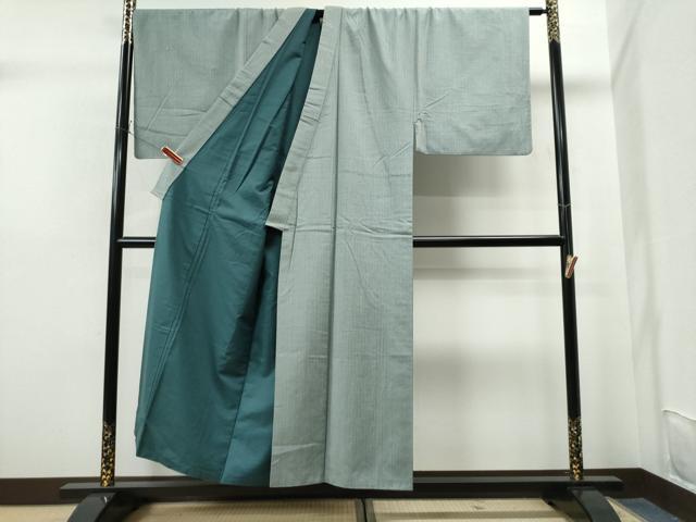 平和屋着物●男性　紬　アンサンブル　格子柄　キングサイズ　正絹　逸品　CAAS6896yc 着物セット