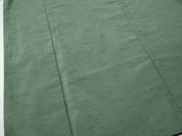 平和屋着物○男性 紬 アンサンブル 色無地 老竹色 キングサイズ 正絹 逸品
