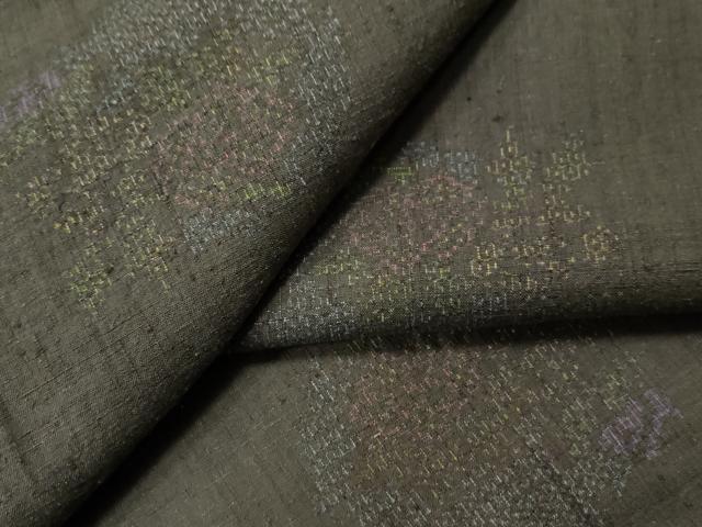 平和屋着物●本場結城紬　重要無形文化財　正絹　80亀甲　吉祥花文　逸品　未使用　CAAS6901yc