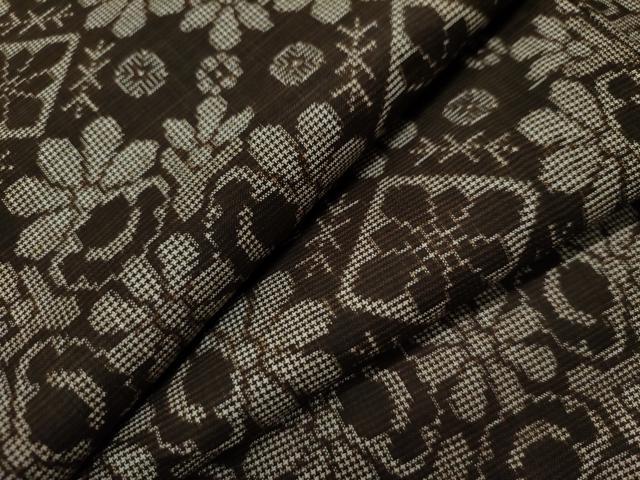 平和屋着物●本場大島紬　7マルキ　泥染め　菱花文　正絹　逸品　CAAS6941yc