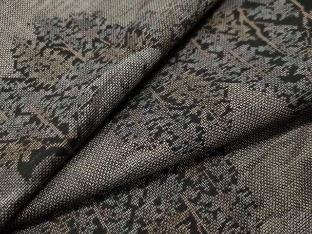 平和屋着物●本場大島紬　9マルキ　泥染め　雲取り樹林文　正絹　逸品　CAAS6948yc