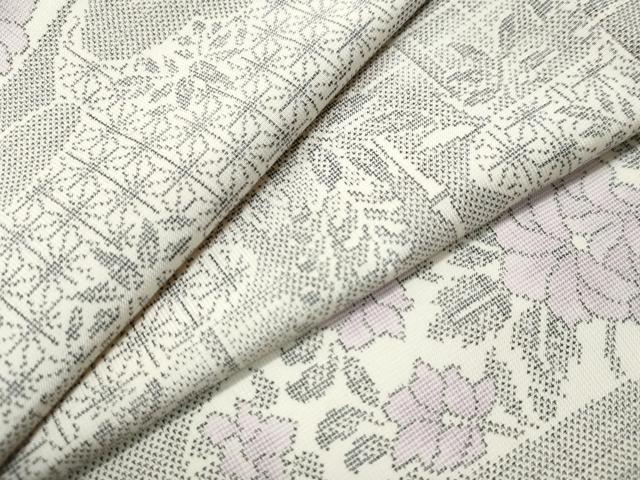平和屋着物●本場大島紬　白大島　9マルキ　霞笹竹吉祥花唐草文　正絹　逸品　未使用　CAAS6951yc