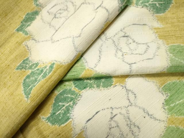 平和屋着物●小千谷紬 　バラ 　正絹　逸品　未使用　CAAS7011yc