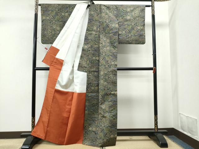 平和屋着物○上質な紬 色無地 路考茶色 正絹 逸品 CAAS8432vf 平和屋