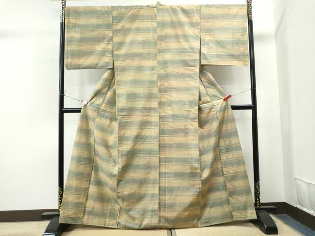 平和屋着物○訪問着 紬地 シルエット文様 正絹 逸品 AAAX0083np