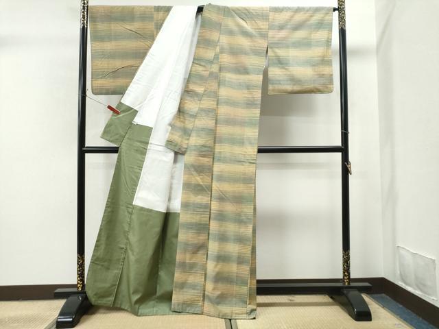 平和屋着物○極上 郡上紬 横縞 正絹 逸品 CAAU9737vf