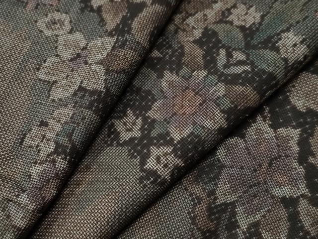 平和屋着物●本場大島紬　9マルキ　泥染め　草花文　正絹　逸品　CAAS7020yc