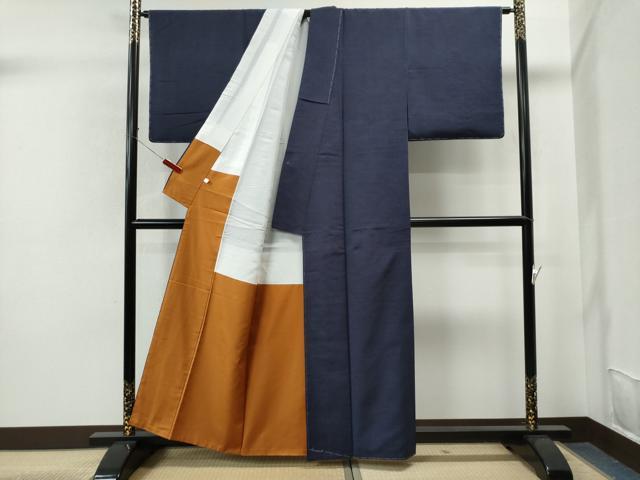 平和屋着物○結城紬 色無地 濃鼠色 正絹 逸品 未使用 DAAQ3359ps