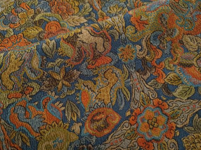 平和屋着物○上質な小紋 更紗花唐草文 鬼しぼ縮緬 正絹 逸品