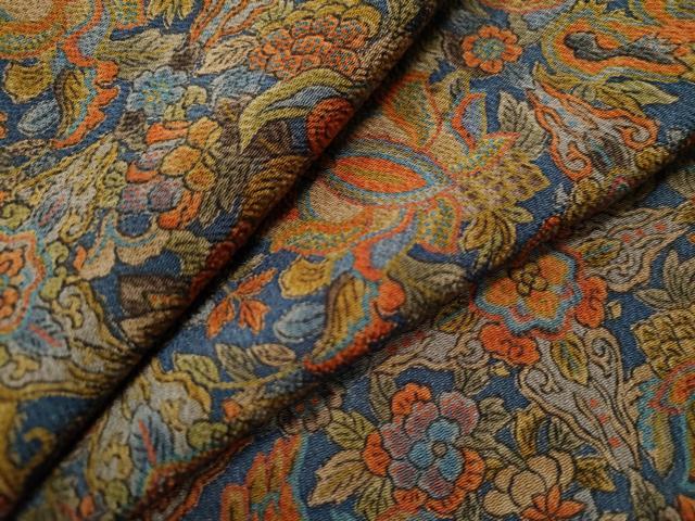 平和屋着物●上質な小紋　手描き　鳳凰更紗花唐草文　鬼しぼ縮緬　正絹　逸品　CAAS7061yc