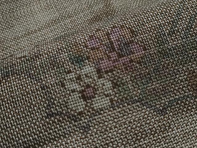 平和屋着物●本場大島紬　9マルキ　泥染め　雲取り草花文　正絹　逸品　CAAS7089yc 平和屋着物○本場大島紬 9マルキ 泥染め 雲取り草花文 正絹 逸品