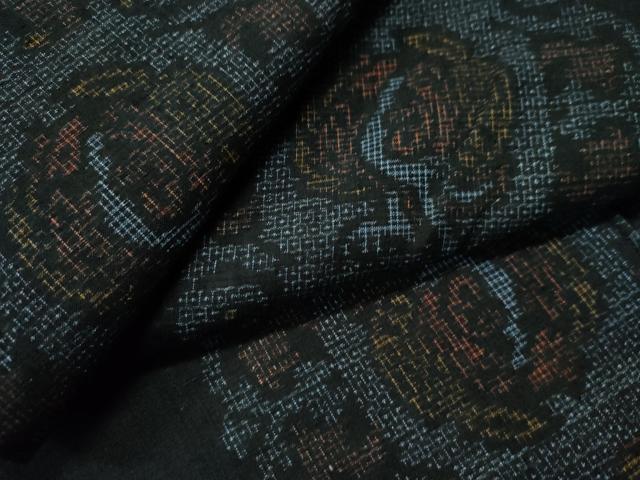 平和屋着物●結城紬　100亀甲　正倉院花文　正絹　逸品　CAAS7099yc