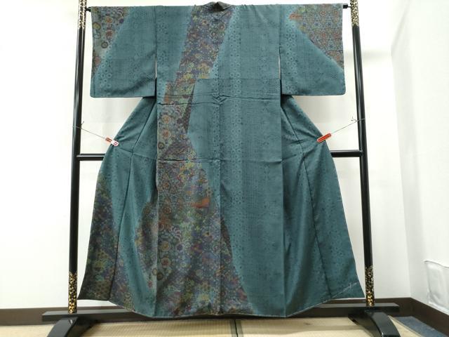 平和屋着物●本場大島紬　訪問着　更紗吉祥花文　正絹　逸品　未使用　CAAS7107yc