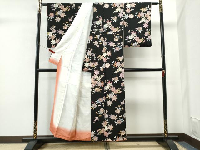 平和屋着物□上質な小紋 舞花文 鬼しぼ縮緬 正絹 逸品 DAAL6348fc