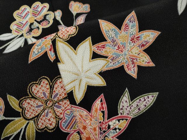 平和屋着物○上質な小紋 牡丹文 鬼しぼ縮緬 金彩 正絹 逸品 DAAQ2789ps