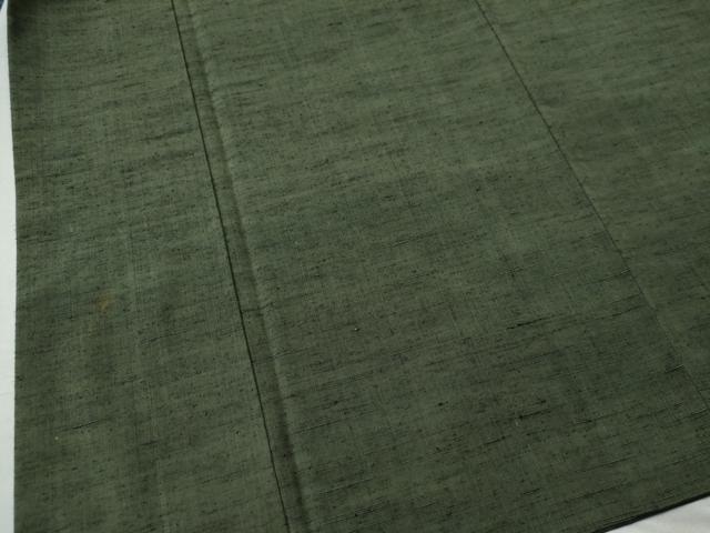 平和屋着物○男性 紬・髭紬羽織セット 色無地 老竹色 正絹