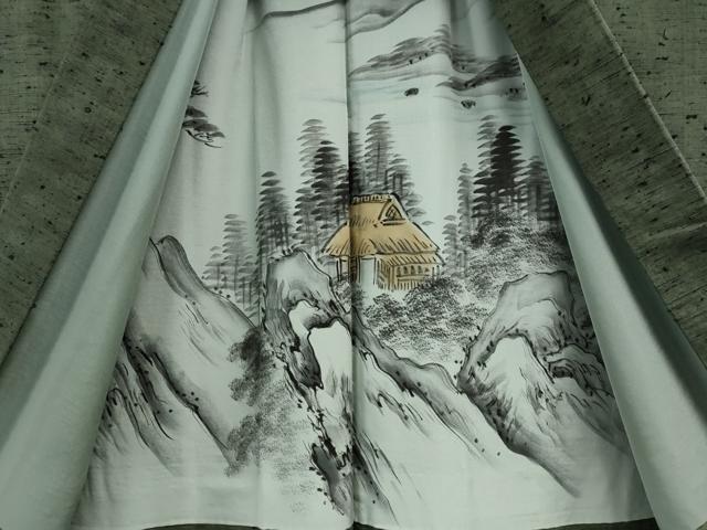 平和屋着物●男性　紬・髭紬羽織セット　色無地　老竹色　正絹　逸品　CAAS7171yc 平和屋着物○男性 紬・髭紬羽織セット 色無地 老竹色 正絹