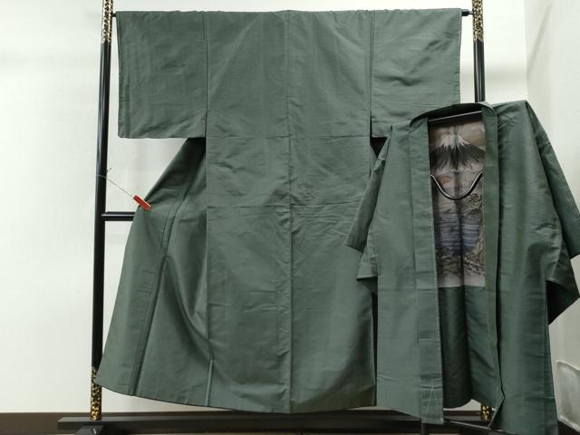 平和屋着物●男性　お召　アンサンブル　80亀甲　正絹　逸品　未使用　CAAS7174yc