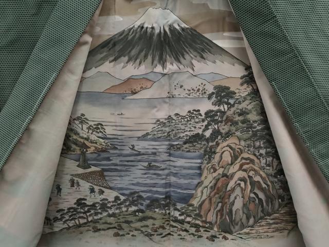 平和屋着物○男性 お召 アンサンブル 80亀甲 正絹 逸品 未使用 CAAS7174yc