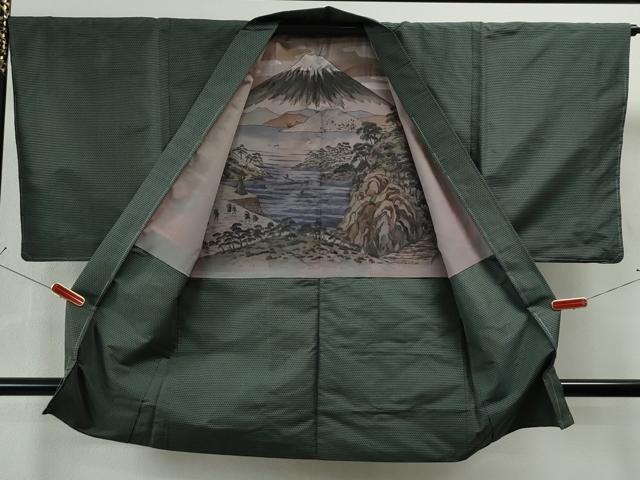 平和屋着物○男性 お召 アンサンブル 80亀甲 正絹 逸品 未使用 CAAS7174yc